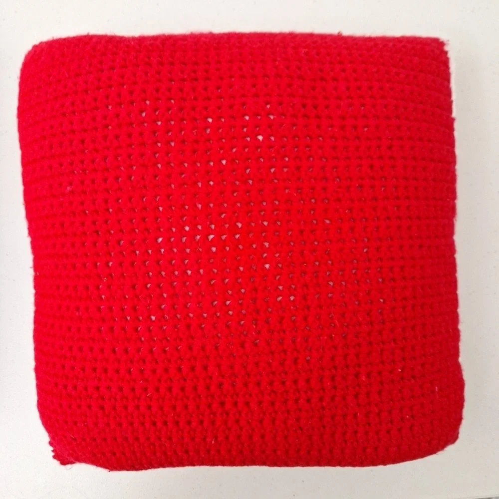 Set‎ of 2 Vintage Handmade Square Crochet Christmas Pillows 14